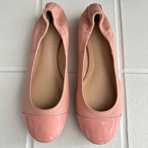 LANVIN Ballerina Flats Patent Cap Toe Rose Bubblegum Pink Size 35 - Picture 2 of 6